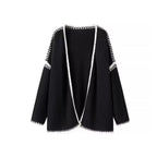 Women's Oversized Cardigan with Contrasting Crochet Edges Fashion Glam