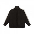 Unisex Oversize Teddy fleece Zipped jacket with stand-up collar and contrast stripes Fashion Glam