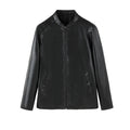 Men Slim Faux Leather Blouson with Stand-Up Collar and Concealed Zip Fashion Glam