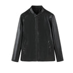 Men Slim Faux Leather Blouson with Stand-Up Collar and Concealed Zip Fashion Glam