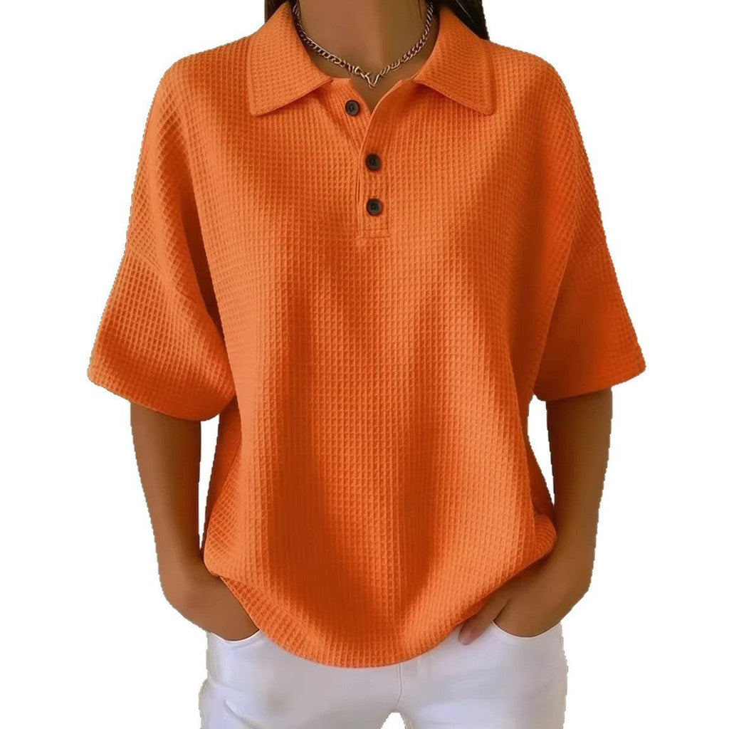 Women's sporty polo shirt made of waffle piqué Fashion Glam
