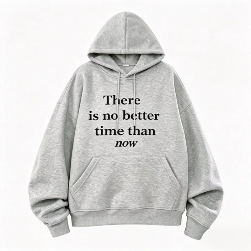 Unisex Oversize Hoodie with Statement Print, French Terry and Kangaroo Pocket Fashion Glam
