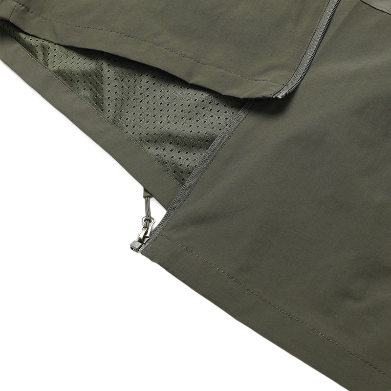 Men's Ultralight All-Weather Outdoor Jacket with Hood Breathable Mesh Lining and Zippered Pockets Fashion Glam