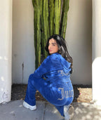 Women's luxurious velvet tracksuit with glitter accents and elastic waistband Fashion Glam