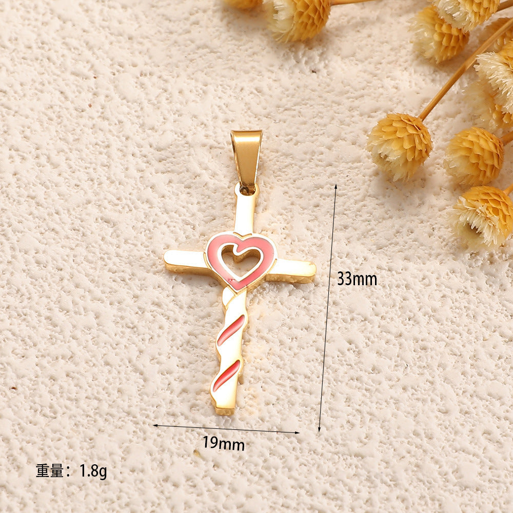 Ladies cross pendant with heart-shaped design and sparkling accents Fashion Glam