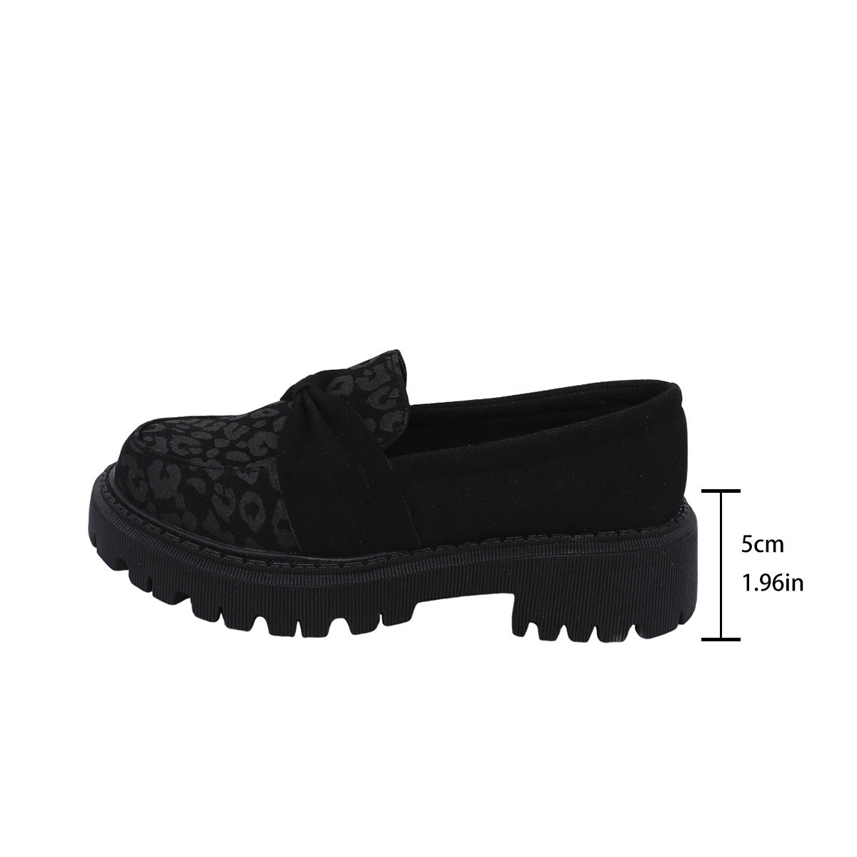 Women's Chunky Loafer with Decorative Knot Bow and Leopard Tip Fashion Glam