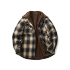 Unisex Checked Overshirt Jacket with Teddy Fleece Lining, Patch Chest Pockets and Shirt Collar Fashion Glam