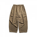 Men's Wide Cropped Harem Pants with Pleat Look, Elastic Waistband and Drawstring Fashion Glam