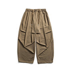 Men's Wide Cropped Harem Pants with Pleat Look, Elastic Waistband and Drawstring Fashion Glam