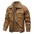 Men's vintage-inspired faux leather jacket with teddy lining and shirt collar Fashion Glam