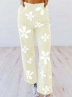 Women's High-Waisted Wide-Leg Jeans with Large Floral Print Fashion Glam