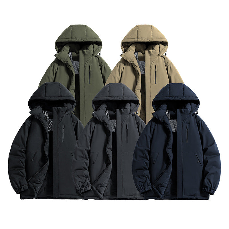 Men's Technical Quilted Parka with Hood, Thermo Insulation and Chest Zip Pocket Fashion Glam