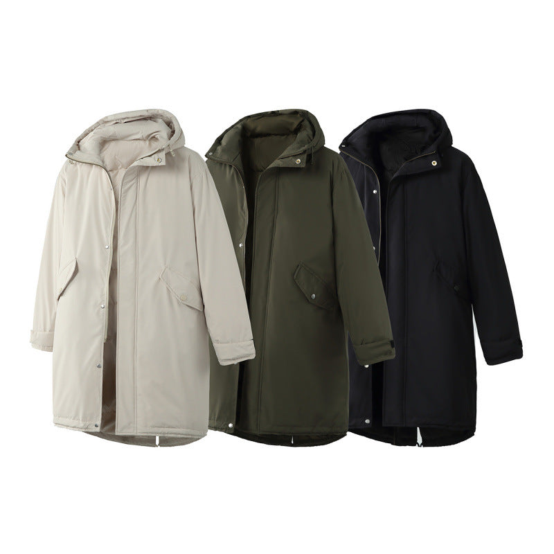 Unisex Quilted Long Parka in Boxy Cut with Hood and Drawstring Hem Fashion Glam