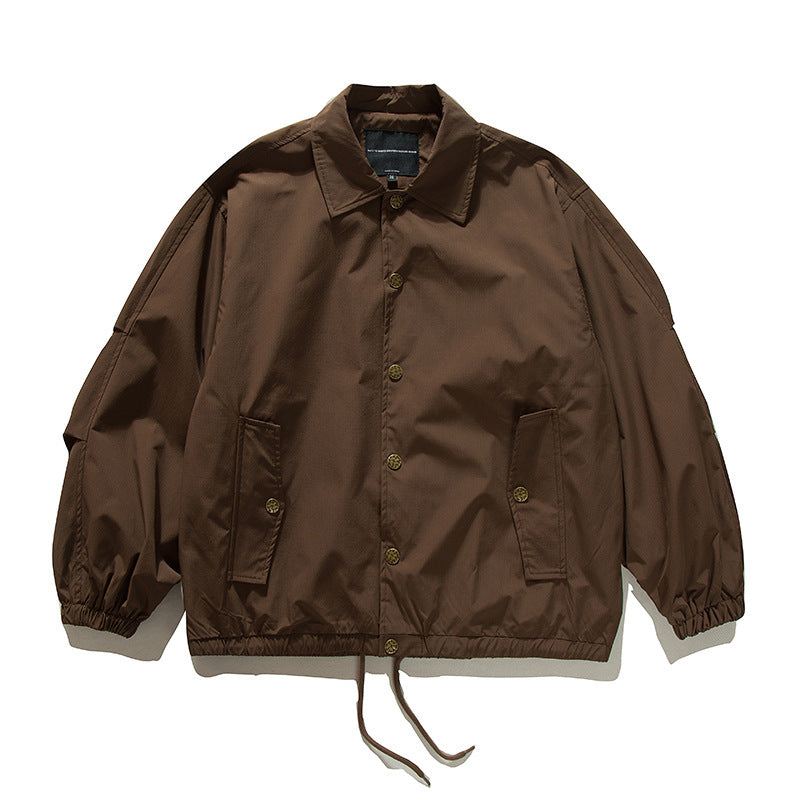 Unisex Boxy transitional bomber jacket with drawstring hem and snap button placket Fashion Glam