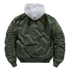 Men's pilot bomber jacket with removable hood double layer, padded thermal lining and arm pocket Fashion Glam
