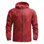 Men's Lightweight Geometric Windbreaker with Hood and Breathable Functional Material Fashion Glam