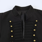 Women's short jacket in military style with stand-up collar and decorative frog detail Fashion Glam