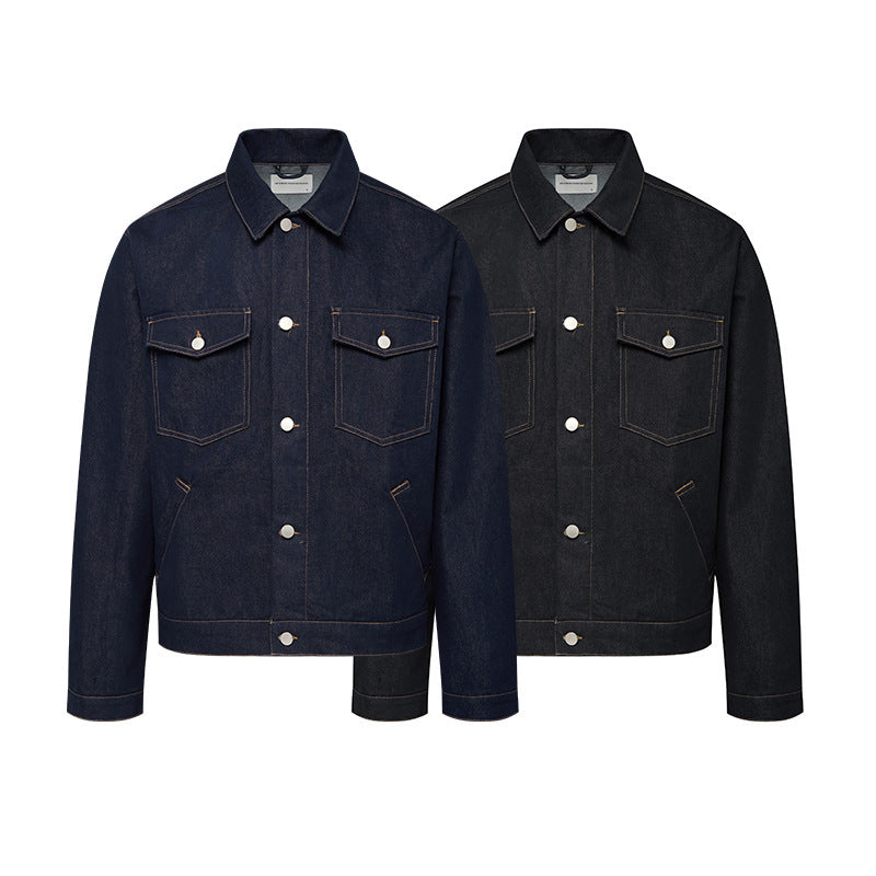 Unisex Timeless Boxy Denim Jacket in Worker Look with Flap Pockets and Metal Button Placket Fashion Glam