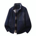 Men's structure fleece jacket with stand-up collar, contrast chest pocket and two-way zipper Fashion Glam