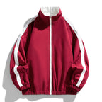 Ladies Lightweight Oversized Training Jacket with Stand-Up Collar, Contrast Stripes and Elastic Hem Fashion Glam