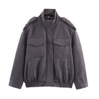 Women's field jacket with stand-up collar, shoulder flaps and elastic hem Fashion Glam
