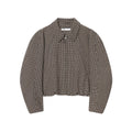 Women's short-cut houndstooth bouclé jacket with shirt collar and fitted silhouette Fashion Glam