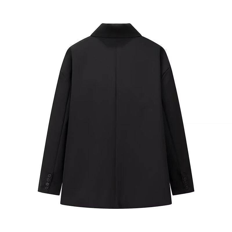 Women's Oversize Relax Blazer with Dropped Lapel and Patch Paspel Pockets Fashion Glam
