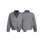 Men's short-cut utility bomber jacket with V-neck, patch pockets, and front zipper Fashion Glam