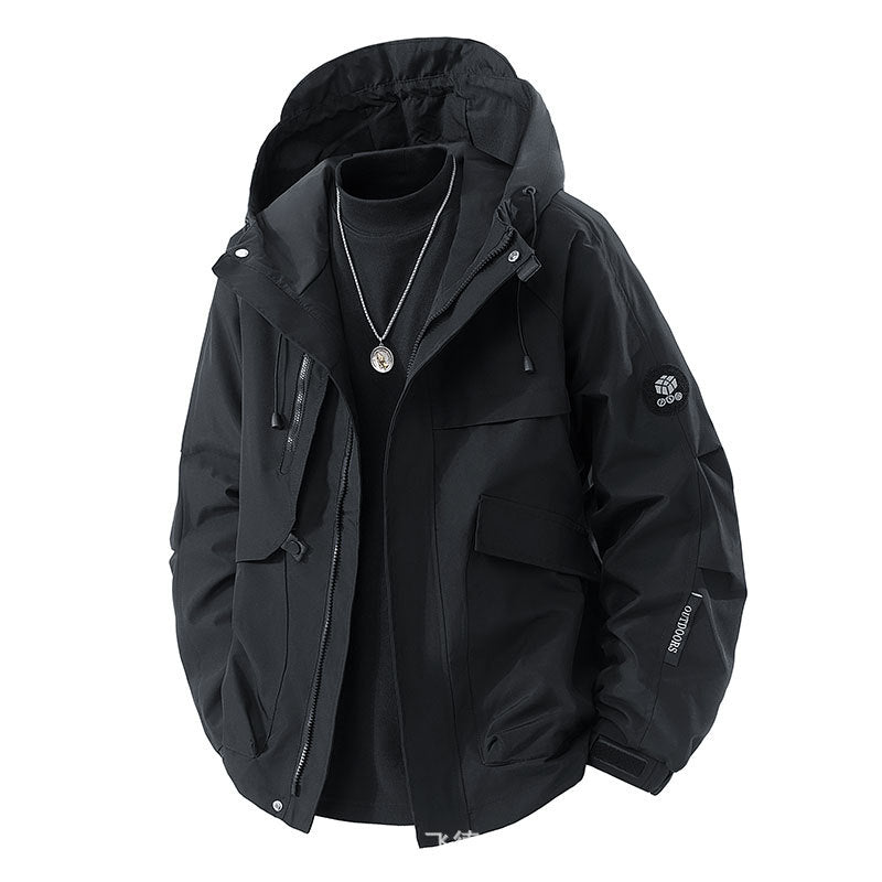 Men's Minimalist Urban Softshell Parka with Concealed Utility Pockets and Adjustable Hood Fashion Glam