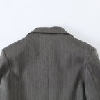 Women's Short Cut Pinstripe Blazer with Side Cut-Outs and Lacing Detail Fashion Glam