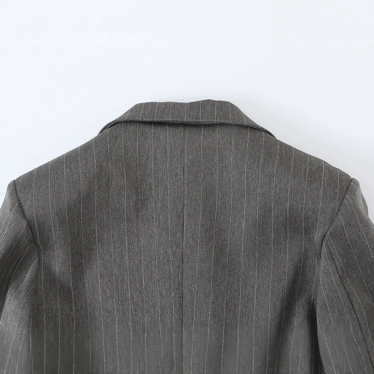 Women's Short Cut Pinstripe Blazer with Side Cut-Outs and Lacing Detail Fashion Glam