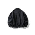 Men's Boxy Worker Jacket with Faux Leather Collar, Full-Length Zipper and Elastic Hem Fashion Glam