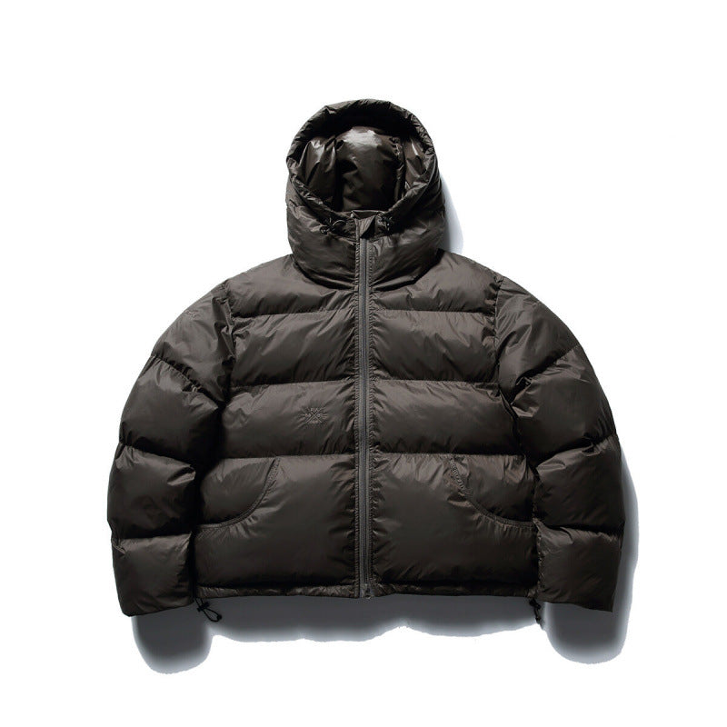 Unisex Short Boxy Puffer Jacket with Volume Hood, Water-Repellent Shell and Thermal Down Filling Fashion Glam