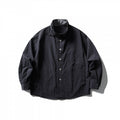 Unisex Wide Crinkle Shirt with High Standing Collar and Concealed Button Placket Fashion Glam