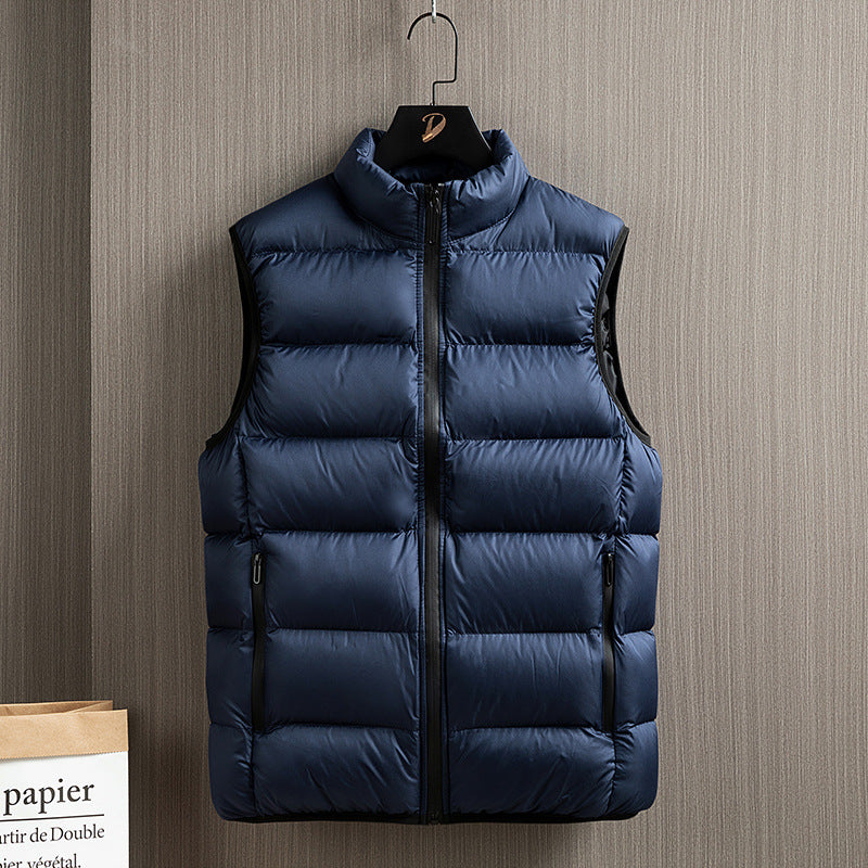 Men's Lightweight Thermal Quilted Vest with High Stand-Up Collar and Zipper Pockets Fashion Glam
