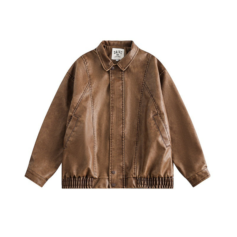 Unisex Boxy Overshirt Jacket in Vintage Suede Look with Elastic Hem and Concealed Snap Placket Fashion Glam