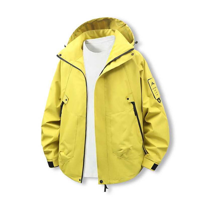Men's Wind and Water Resistant Softshell Utility Jacket with Hood Fashion Glam