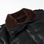 Women short-cut pilot jacket made of leather look with soft fur collar Fashion Glam
