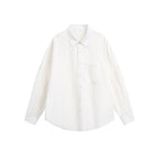 Unisex Oversize Light Linen Blend Shirt with Chest Pocket, Notched Collar and Sleeve Cuff Fashion Glam