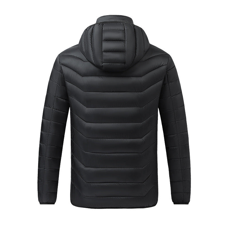Men's Heated Puffer Jacket with Multi-Zone Heating System and Hood Fashion Glam