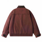 Men's Oversized Canvas Blouson with Cord Collar, Concealed Front Placket and Gathered Hem Fashion Glam