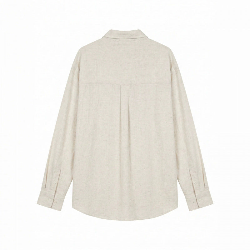 Men's Lightweight Oversized Linen Shirt with Kent Collar and Rounded Hem Fashion Glam