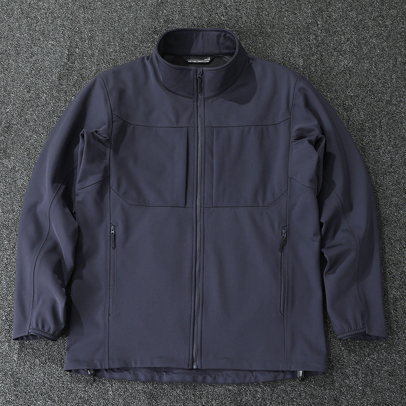 Men's Technical Softshell Jacket with Stand-Up Collar and Concealed Zip Pockets Fashion Glam