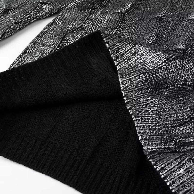 Women Oversized Cable Knit Sweater with Round Neck and Ribbed Cuffs Fashion Glam