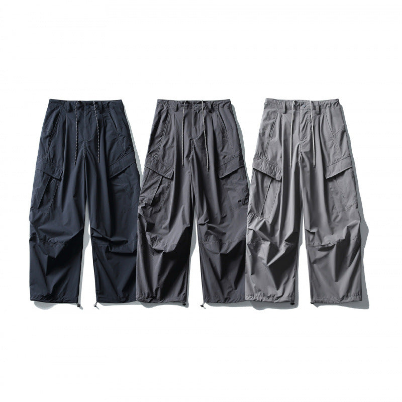 Men's loose technical cargo pants with drawstring waistband and adjustable leg closures Fashion Glam