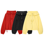 Women's lightweight cropped hoodie jacket with drawstring and zipper Fashion Glam