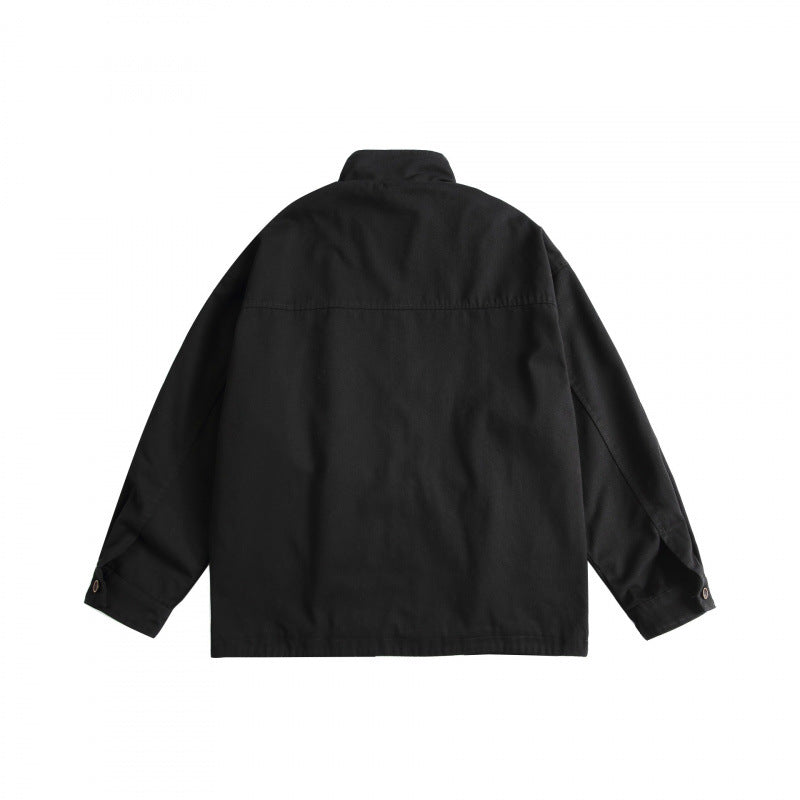 Unisex Boxy Utility Jacket with High Stand Collar, Full Zip and Drawstring Fashion Glam