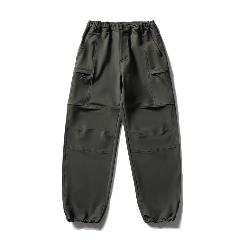 Men's Technical Cargo Casual Pants with Elastic Waistband, Knee Panels, and Zipper Pockets Fashion Glam