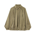 Women's wide pleated cape blouse with standing collar and concealed zipper Fashion Glam