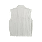 Unisex Boxy Padded Sleeveless Vest with High Stand-Up Collar, Hidden Snap Button Placket and Flap Pockets Fashion Glam